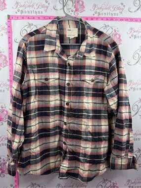 Tilley shirt plaid cottage Navy, Cream & Pink Plaid Button-Down Shirt